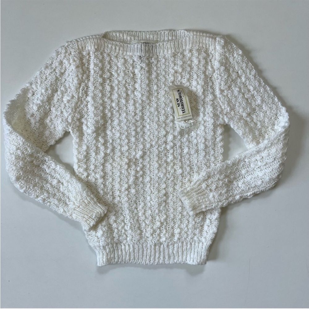Vintage Deadstock Acrylic Sweater White Small